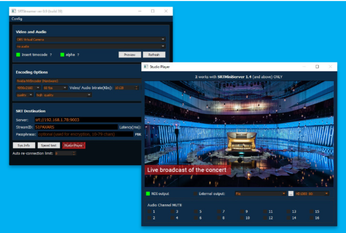 SRT Streamer Lite interface