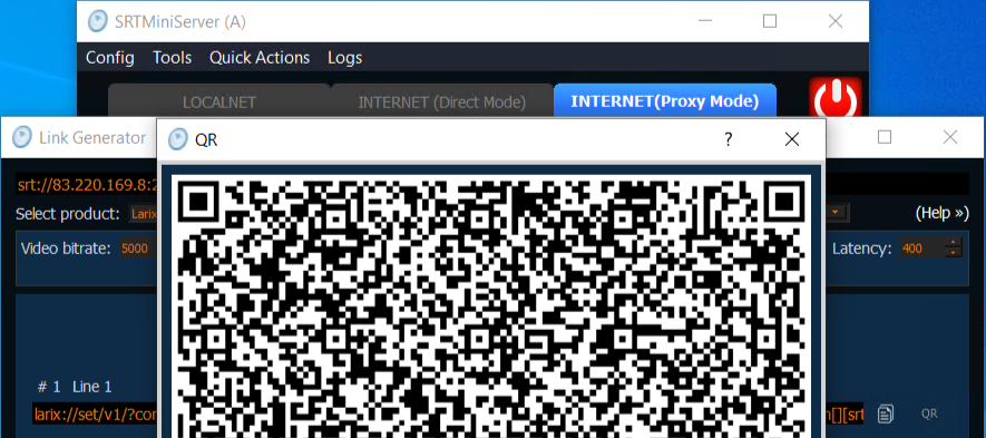 Scan QR code in Larix