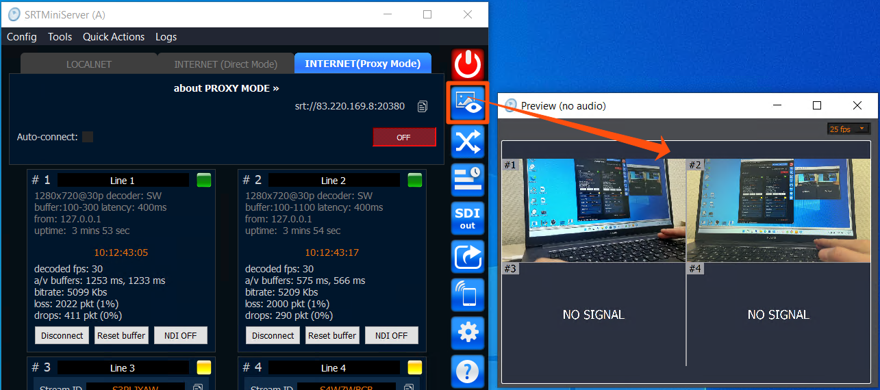 SRTMiniServer accepted the connection