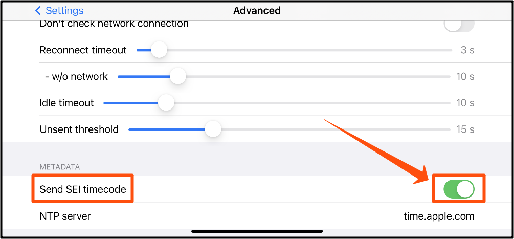Send SEI timecode in Larix