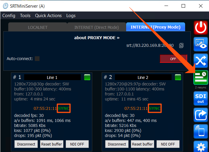 Time Code Sync in SRTMiniServer
