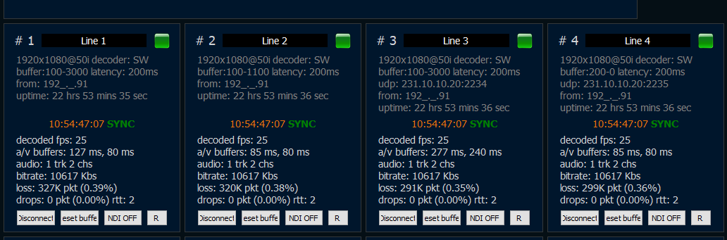 Example of SRTMiniServer reading Timecode and Sync